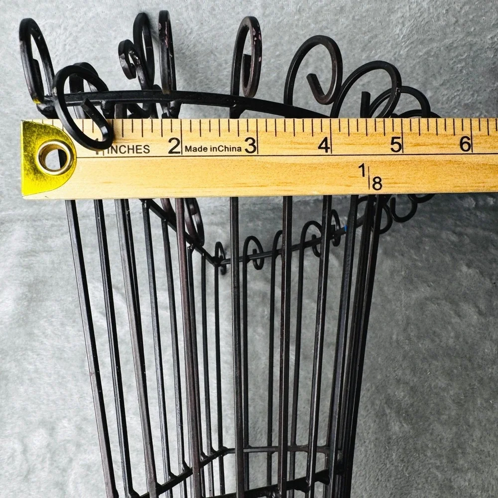 Vtg. Wrought Iron Wall Pocket Basket Fleur De Lis Rustic Farmhouse Planter Large